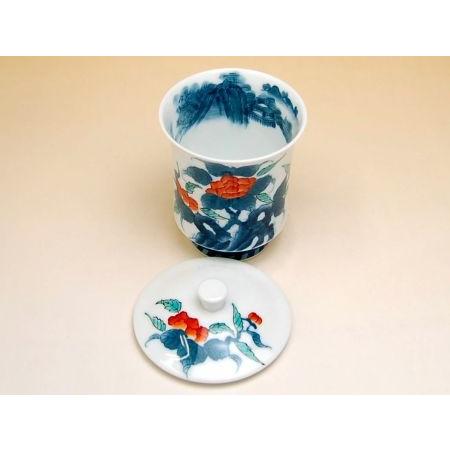 湯呑み 蓋付き 有田焼 畑萬陶苑 色鍋島内山水岩牡丹 大 : 有田焼や