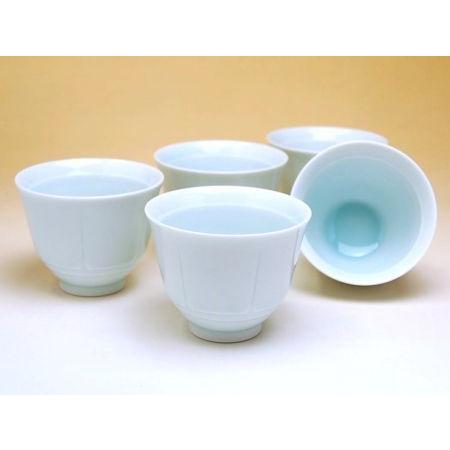湯呑 来客用 セット 化粧箱入り 有田焼 青白磁 煎茶揃い 5客セット