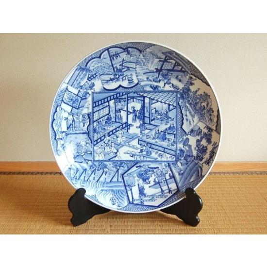 飾り大皿　特大　龍　皿立て付　45cm 飾り皿 有田焼 職人図 尺5寸 45cm 皿立て スタンド付 木箱入り