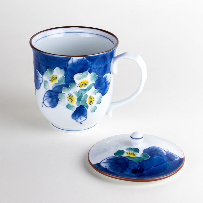 蓋付き マグカップ おしゃれ 有田焼 花集い 青 : 有田焼やきもの市場