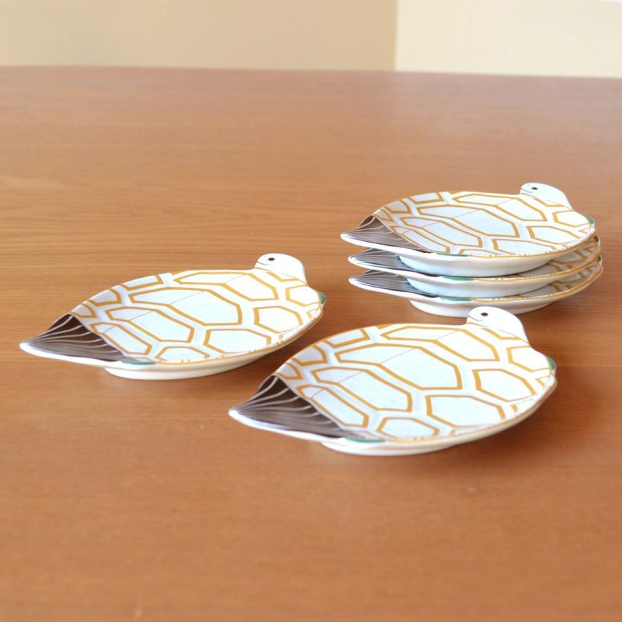 正月 食器 和食器 小皿 亀 縁起物 有田焼 金彩亀 小皿 ５枚セット 化粧箱入り_1