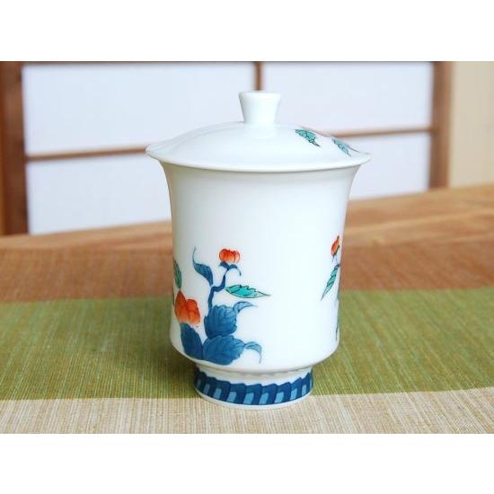 蓋付き湯呑み 木箱入り 有田焼 色鍋島内山水岩牡丹・大 : 有田焼や