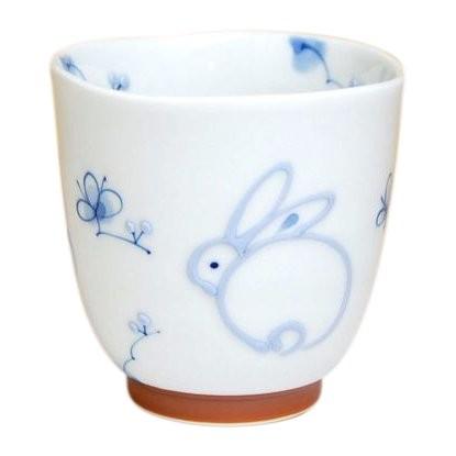 名入れ 湯呑み 有田焼 一珍花うさぎ 青 : 有田焼やきもの市場 - 通販