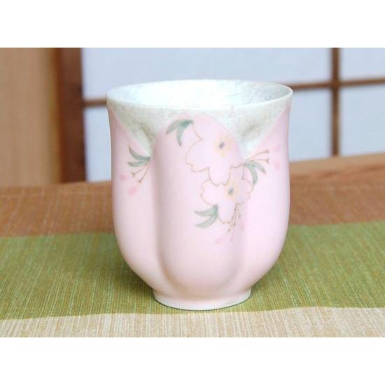 名入れ 湯呑み 木箱入り 有田焼 華の舞 ピンク 桜ゆのみ : 有田焼や