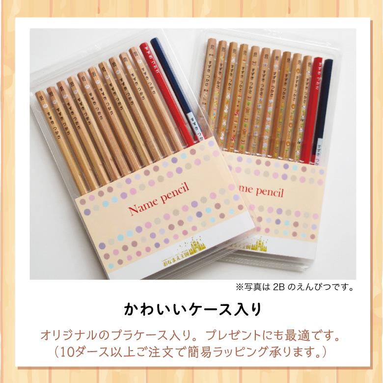 濃い名入れ 鉛筆 [ワンポイント柄] 赤＆赤青セット 4B 12本入り : お