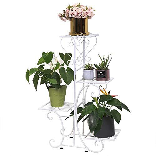 フラワースタンド アイアン 花台 ガーデンラック 4段 屋外 室内 ベランダ ガーデニング 棚 プランタースタンド ホワイト Once 通販 Yahoo ショッピング