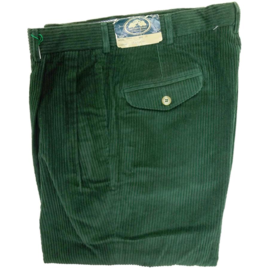 BRITISH KHAKI by Robert Lighton ブリティッシュカーキ 599NC コーデュロイ ベルファストグリーン パンツ タック入りスラックス デッドストック 米国製の画像