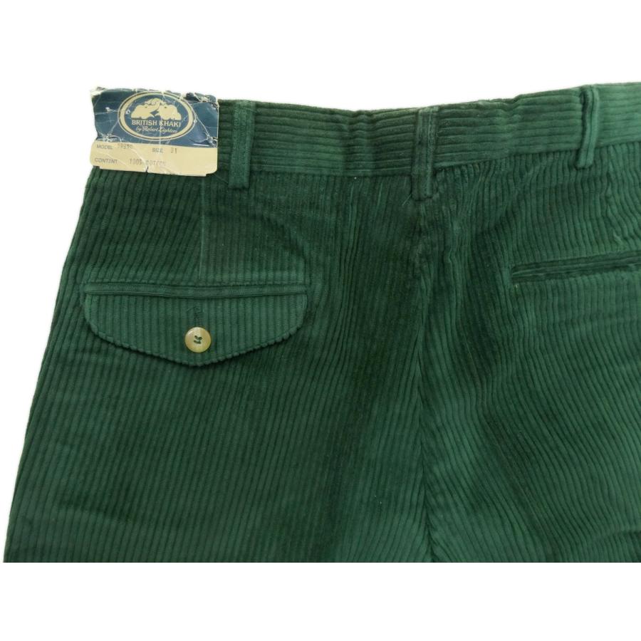BRITISH KHAKI by Robert Lighton ブリティッシュカーキ 599NC コーデュロイ ベルファストグリーン パンツ タック入りスラックス デッドストック 米国製の画像