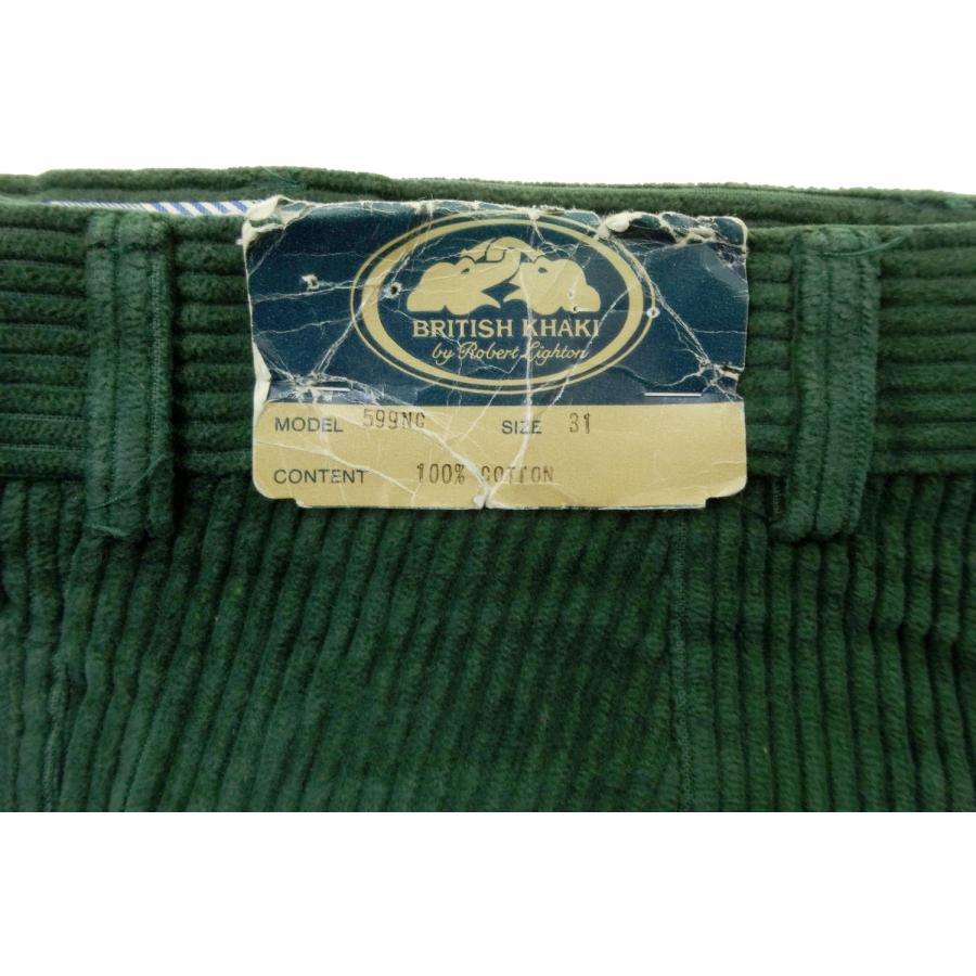 BRITISH KHAKI by Robert Lighton ブリティッシュカーキ 599NC コーデュロイ ベルファストグリーン パンツ タック入りスラックス デッドストック 米国製の画像