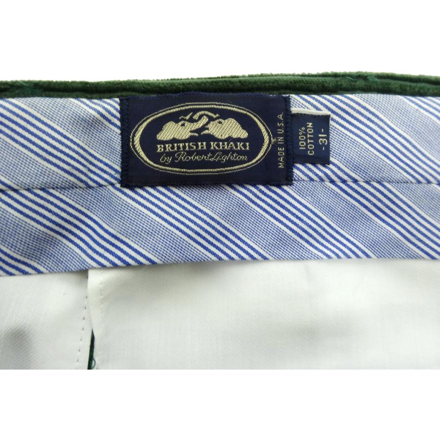 BRITISH KHAKI by Robert Lighton ブリティッシュカーキ 599NC コーデュロイ ベルファストグリーン パンツ タック入りスラックス デッドストック 米国製の画像