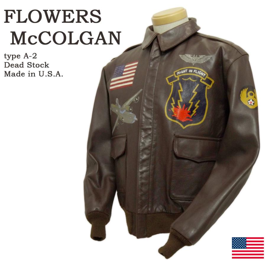 FLOWERS McCOLGAN,フラワーズマックローガン/マッコールガン,type A2,フライトジャケット,Dead Stock,デッドストック,米国製,ヴィンテージタロンジッパー