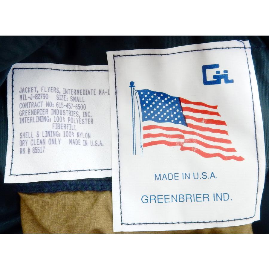 Green Brier グリーンブライアー 615-857-6500 MA-1 フライトジャケット ボンバージャケット 米国製 Dead Stock デッドストック HOPE 米軍納入メーカー ナイロンの画像