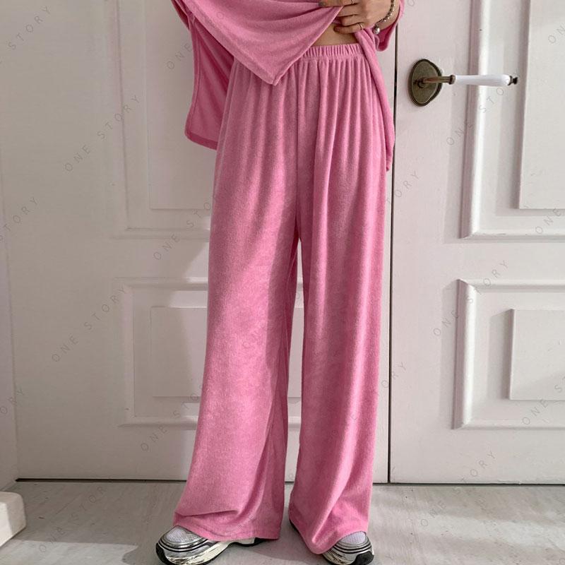 terry半袖ロングパンツセットアップ 長袖 上下セット タオル生地