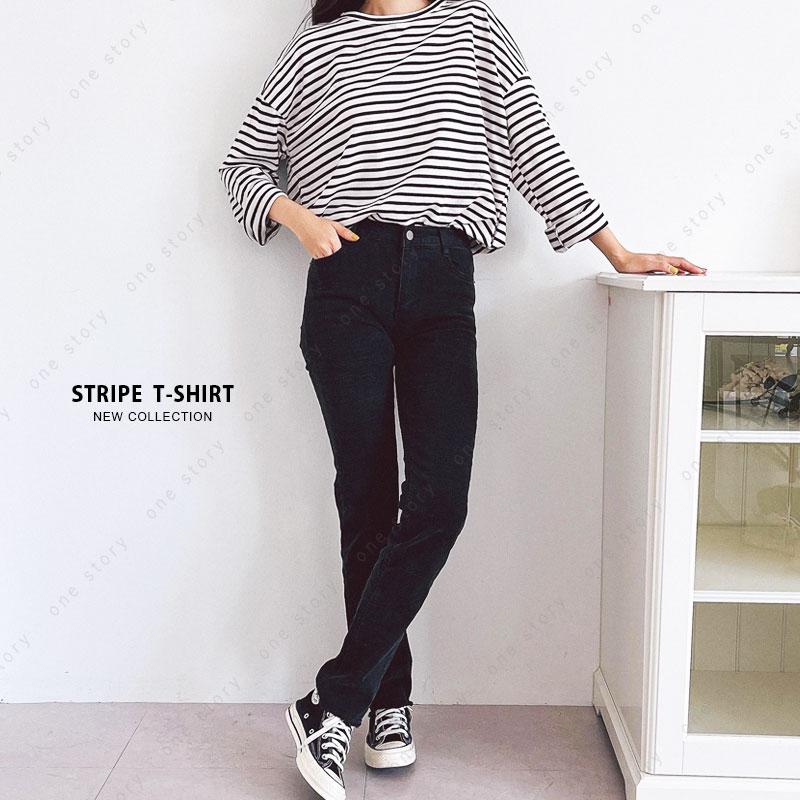 ボーダー裏毛スウェット裏毛プルオーバー ロンT ロングTシャツ 長袖