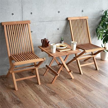 折りたたみ椅子　折りたたみチェア　折り畳み　椅子　2脚セット　ナチュラル　天然木　高さ88.5　おしゃれ　木製　幅47　チーク材　ガーデンチェア