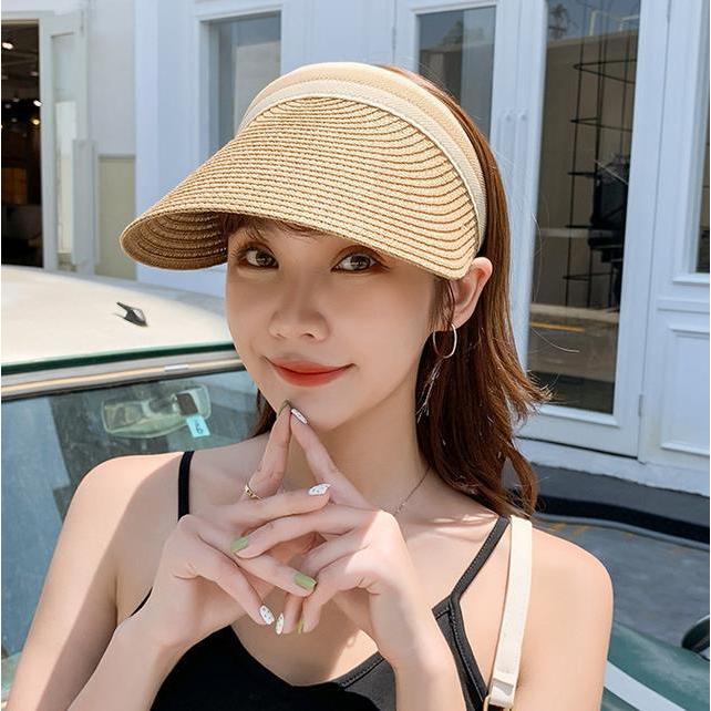 レディース サンバイザー ブラウン ブラック 日除け 帽子