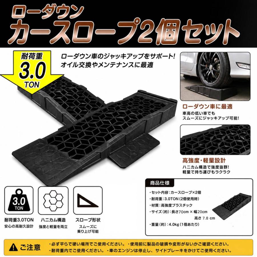 リニューアル】折りたたみ式3tジャッキスタンド4基＆タイヤスロープ 