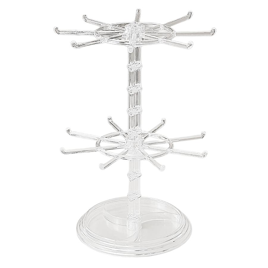 アクセサリースタンド 2段 回転式 透明 キーホルダー収納 ガチャガチャ