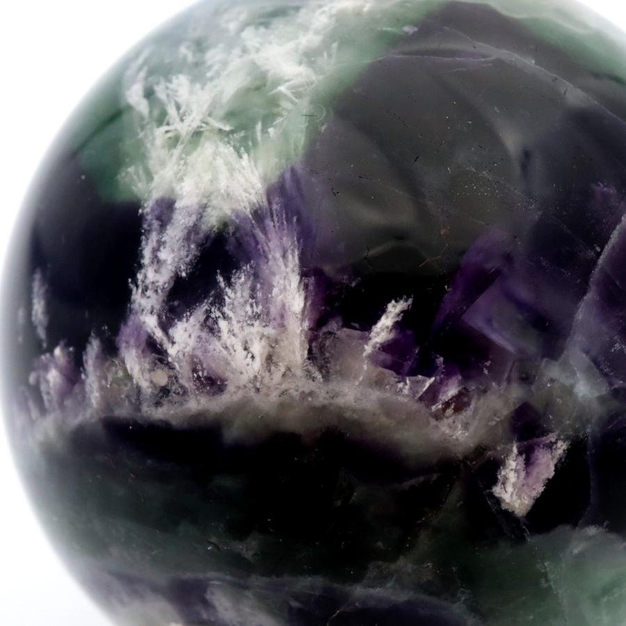 エンジェルフェザー フローライト 丸玉 スフィア 直径 約59mm 台座付き