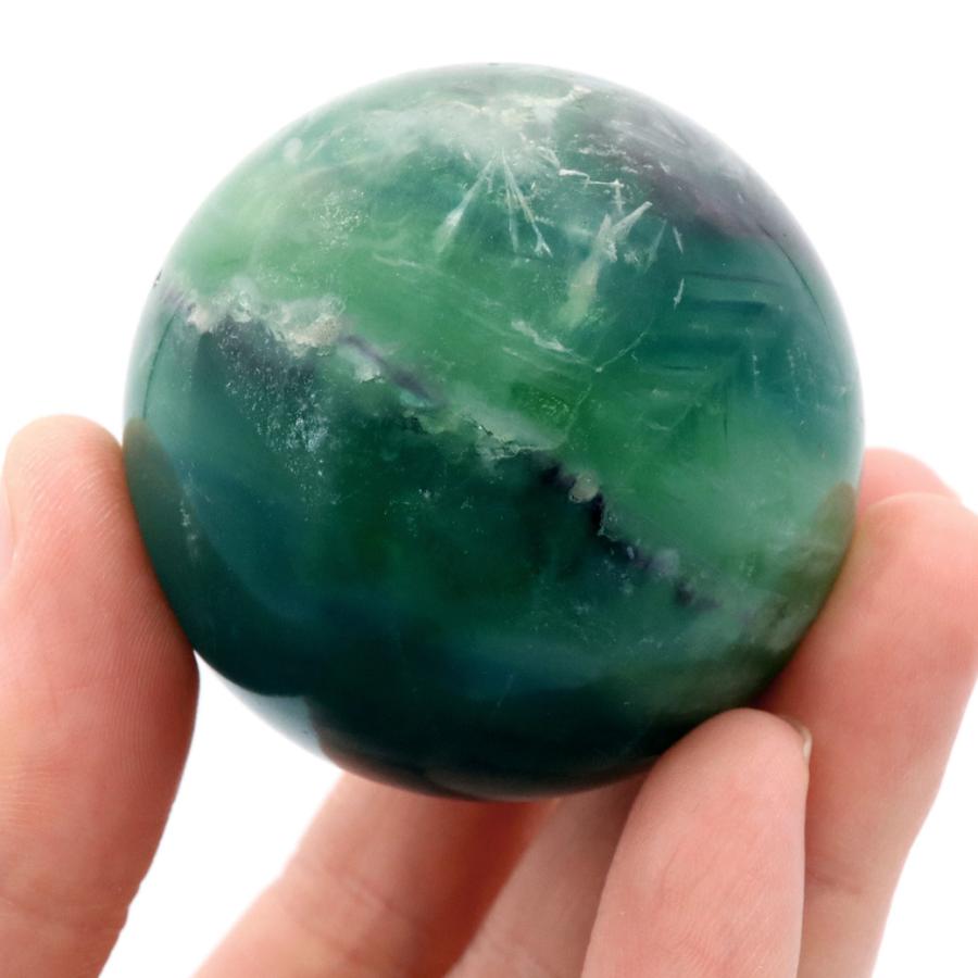 エンジェルフェザー フローライト 丸玉 スフィア 直径 約52mm 台座付き