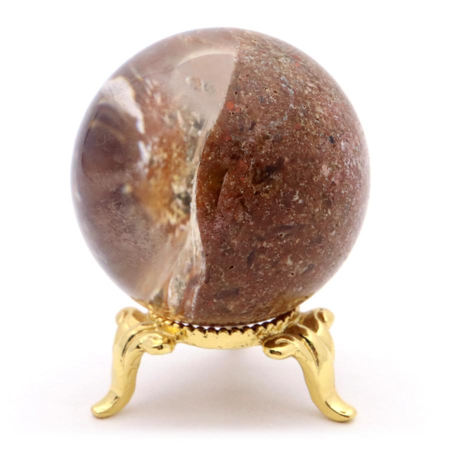 パイライト イン ガーデンクォーツ 丸玉 40mm 台座付き 庭園水晶 黄鉄鉱 天然石 Pyrite 1点もの 父の日 ギフト プレゼント 爆買_2