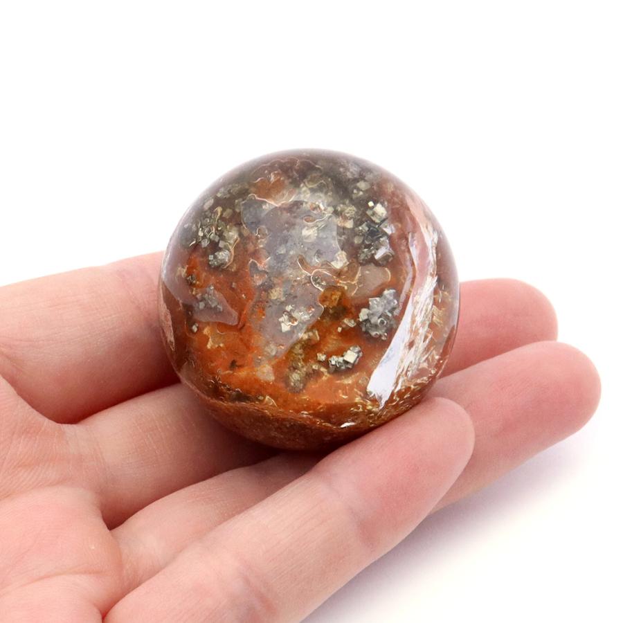 パイライト イン ガーデンクォーツ 丸玉 37mm 台座付き 庭園水晶 黄鉄鉱 天然石 Pyrite 1点もの 父の日 ギフト プレゼント 爆買_4