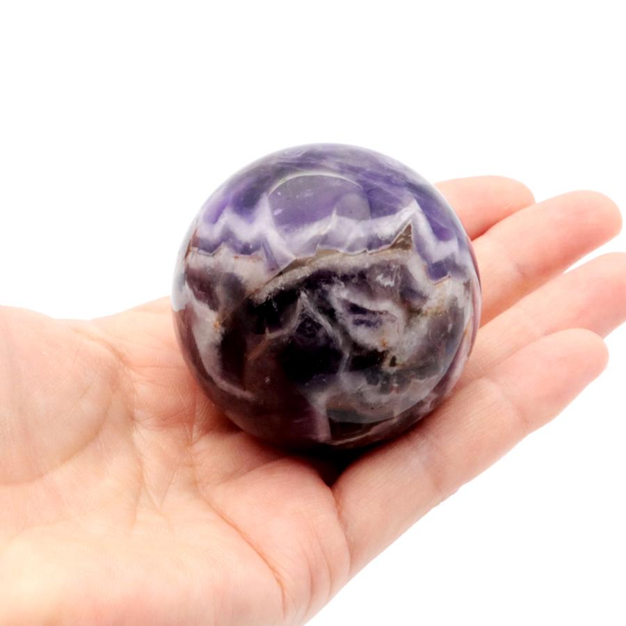 シェブロン アメジスト 丸玉 AA 51mm 台座付き ブラジル産 1点もの ヒーリング スフィア 2月 誕生石 Amethyst 父の日 ギフト プレゼント 爆買_4