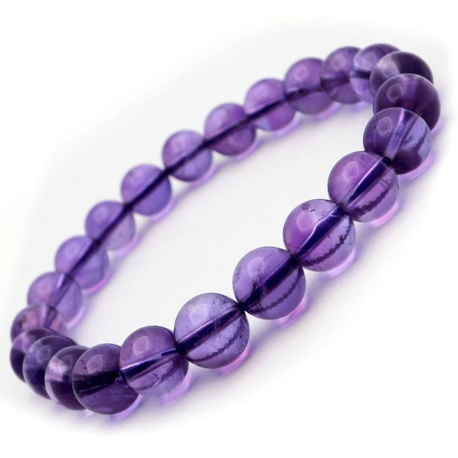 アメジスト ブレスレット 8mm ウルグアイ産 AAA 濃紫 紫水晶 2月