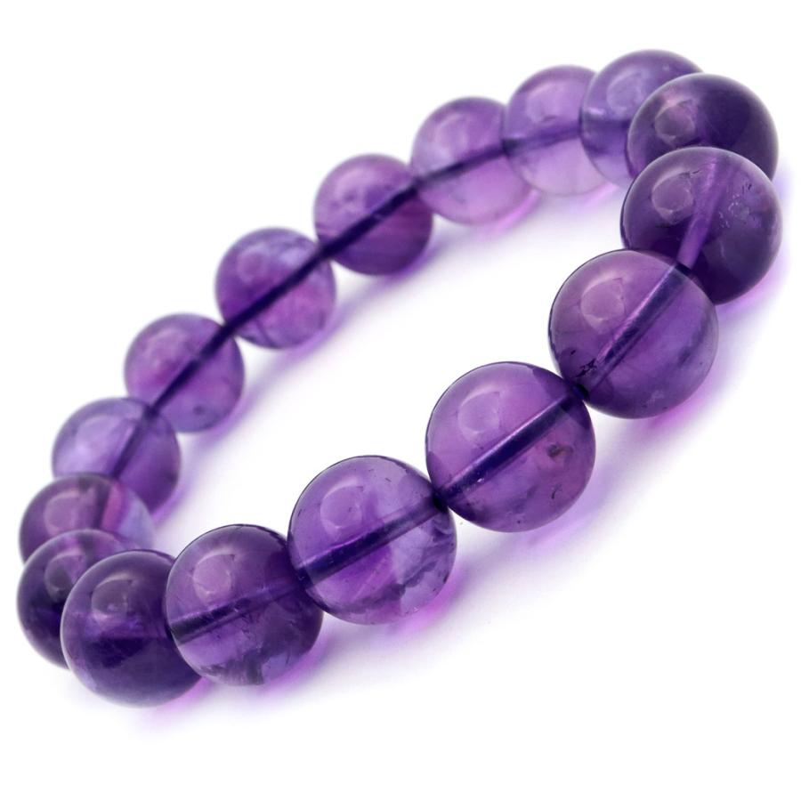 アメジスト ブレスレット 13mm ウルグアイ産 AAA 濃紫 紫水晶 2