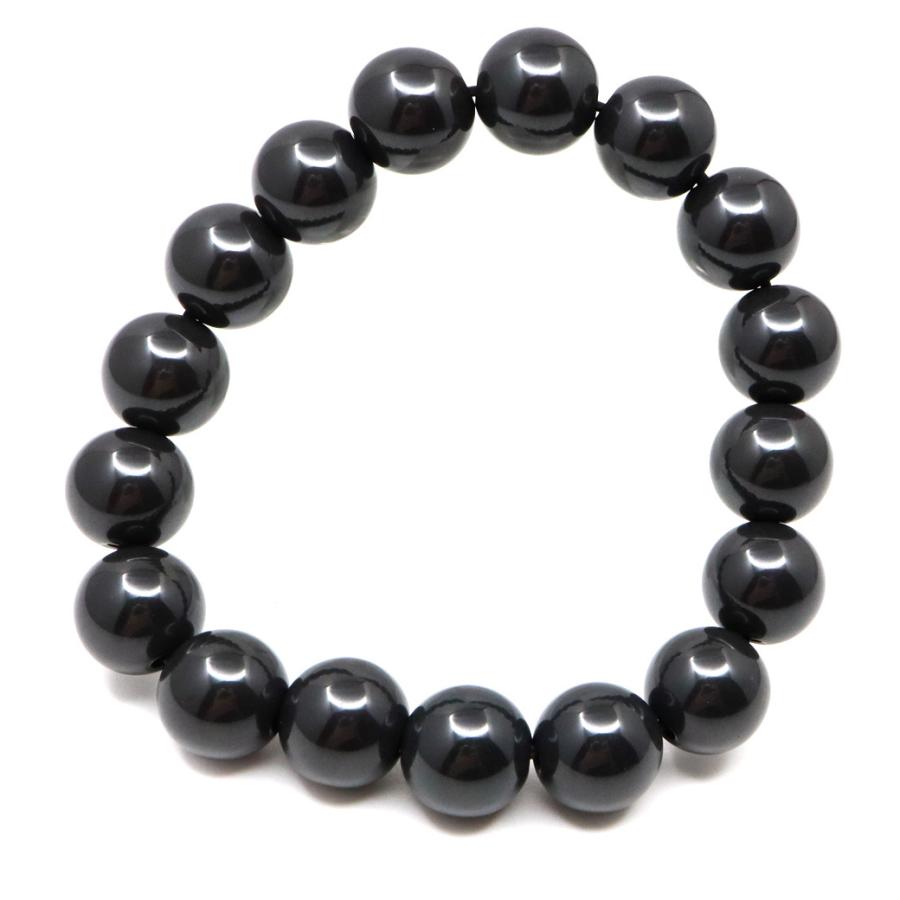 北投石 ブレスレット 12mm 黒色 ブラック 台湾産 ほくとうせき 