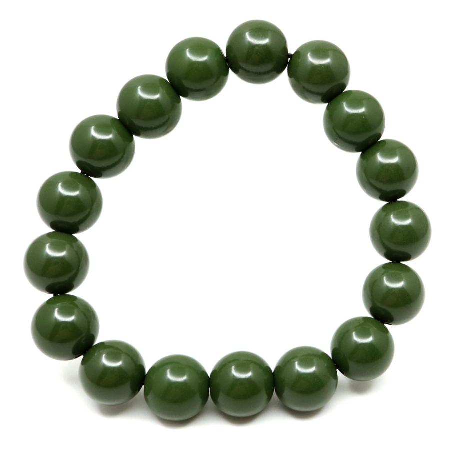 北投石 ブレスレット 12mm 緑色 グリーン 台湾産 ほくとうせき 【貴重】北投石（ダークグリーン）×ゴールドビーズのネックレス