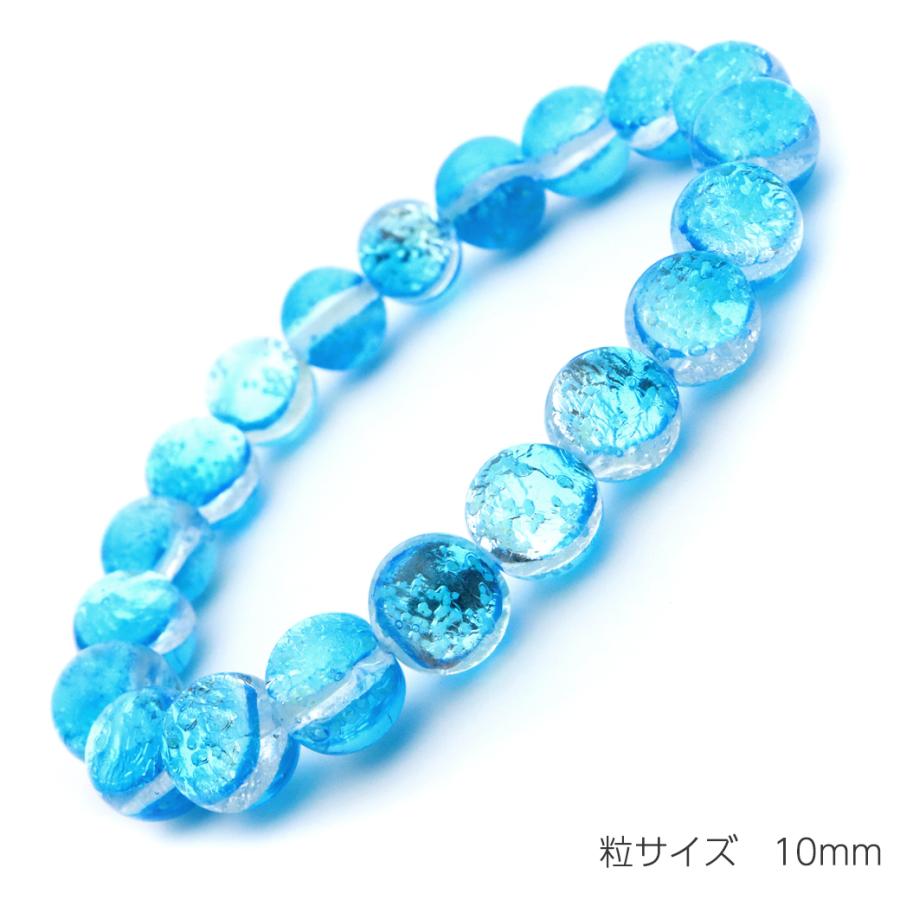パナリブルー ホタルガラス ブレスレット 10mm 光る 夜光 とんぼ玉 沖縄 お土産 パナリ島 Panari Blue 父の日 ギフト プレゼント 爆買の画像