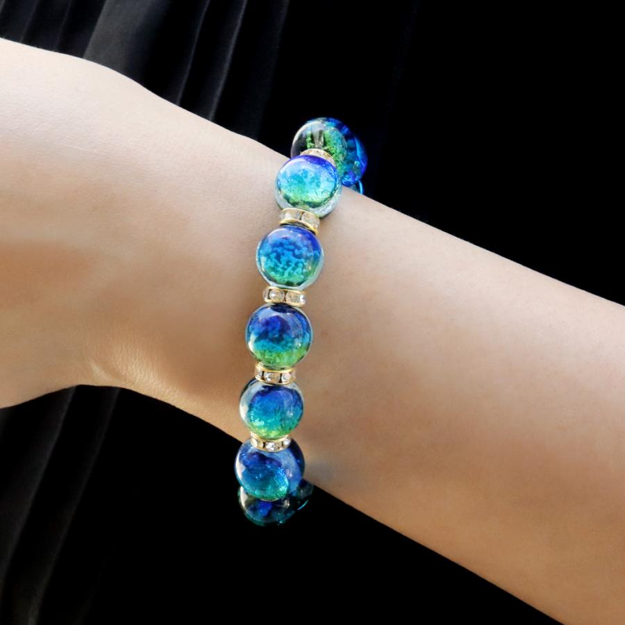 ケラママリン クリア ホタルガラス ブレスレット 12mm 光る キラキラ  