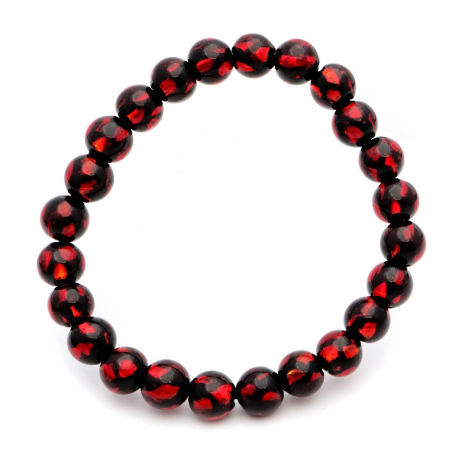 ホタルガラス レッド 赤色 Red ブレスレット 8mm とんぼ玉 沖縄 お土産