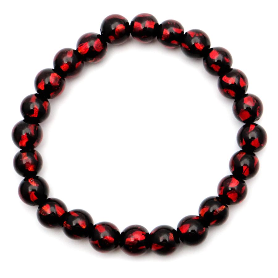 ホタルガラス レッド 赤色 Red ブレスレット 8mm とんぼ玉 沖縄 お土産