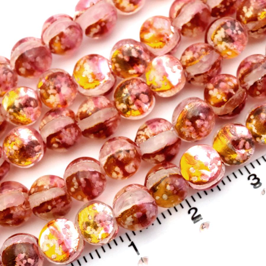 ケラマ サンセット オレンジ ホタルガラス ビーズ 一連 6mm 66玉 光る
