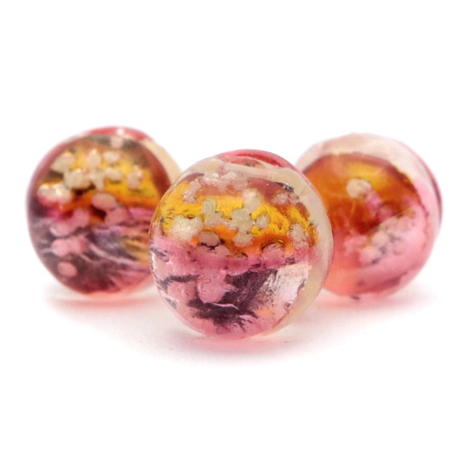 ケラマ サンセット オレンジ ホタルガラス ビーズ 一連 6mm 66玉 光る