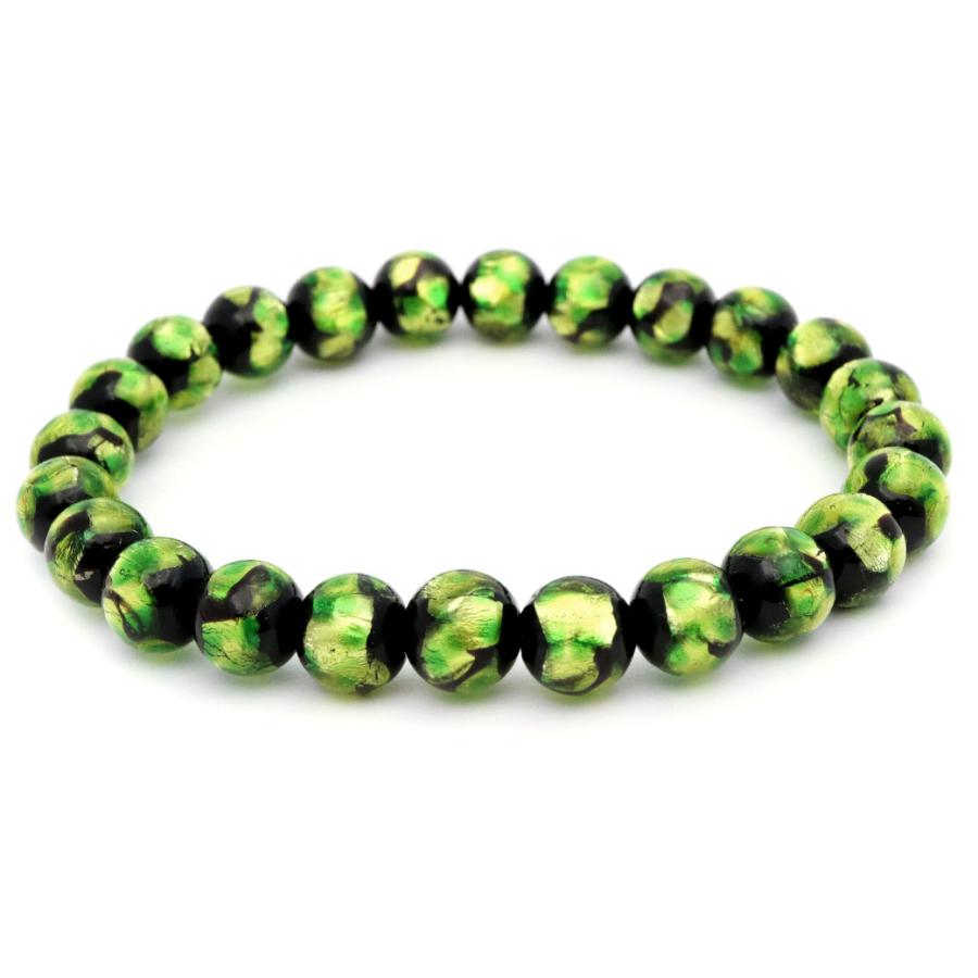 ホタルガラス ブレスレット ライトグリーン 緑色 8mm とんぼ玉 沖縄 お