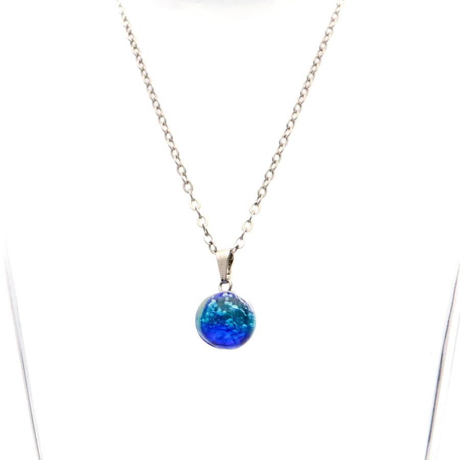 ホタルガラス ネックレス ヨナグニブルー ペンダント 光る 蓄光