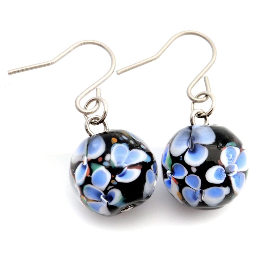 70❤️とんぼ玉ピアス❤️選べる5色・1セット送料込650円❤️ とんぼ玉 花柄 ピアス レディース ガラスビーズ おしゃれ