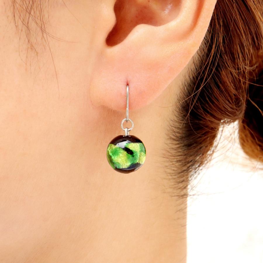 ホタルガラス ピアス レディース 5色から選べる チタン製 とんぼ玉