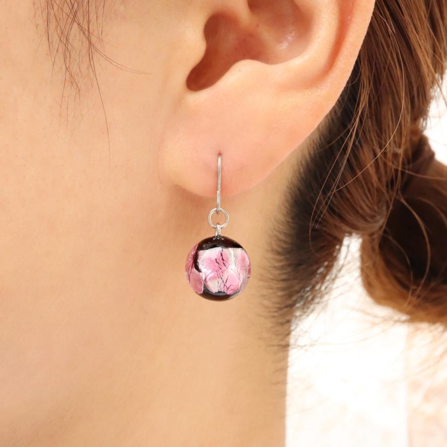 ホタルガラス ピアス レディース 5色から選べる チタン製 とんぼ玉