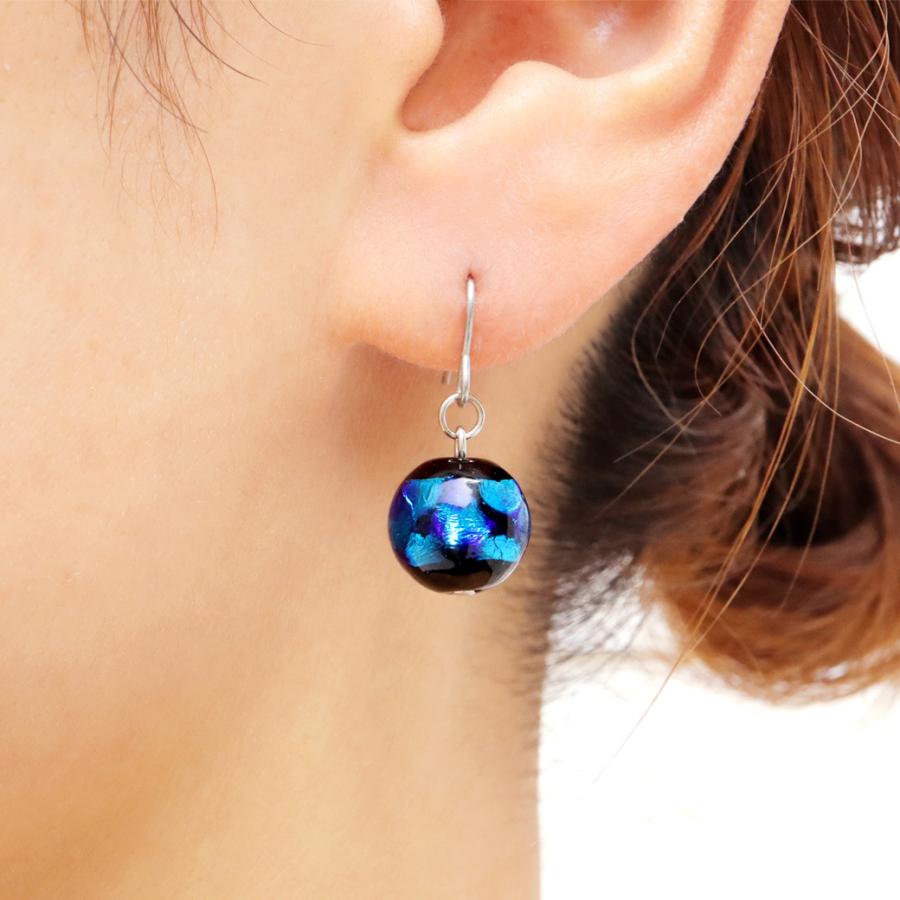 ホタルガラス ピアス レディース 5色から選べる チタン製 とんぼ玉