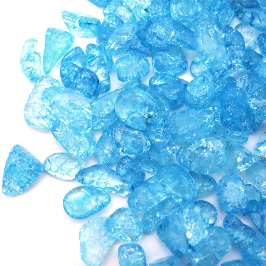 爆裂水晶 さざれ 中粒 100g ブルー 青色 クラック水晶 天然石 チップ
