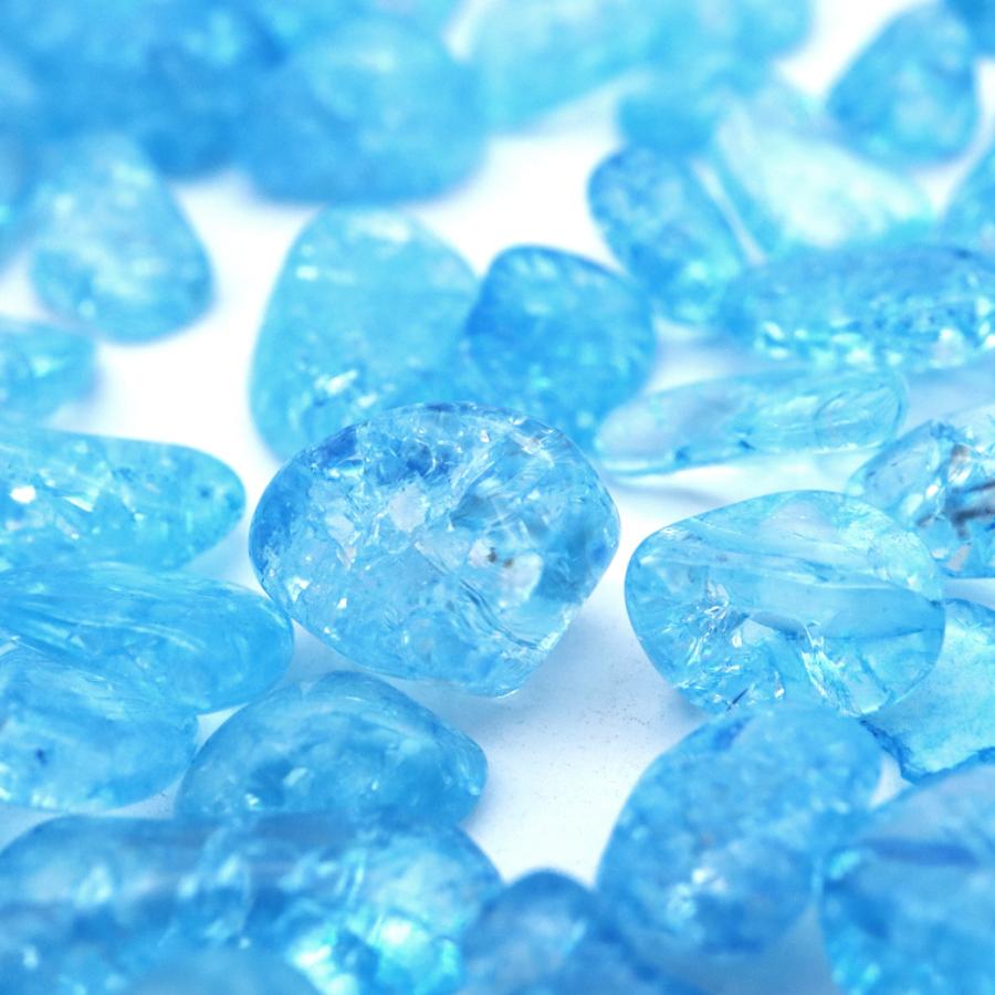 爆裂水晶 さざれ 中粒 100g ブルー 青色 クラック水晶 天然石 チップ