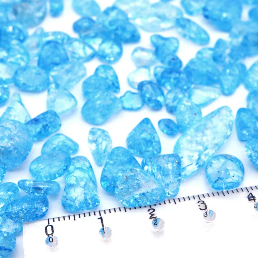 爆裂水晶 さざれ 中粒 100g ブルー 青色 クラック水晶 天然石 チップ
