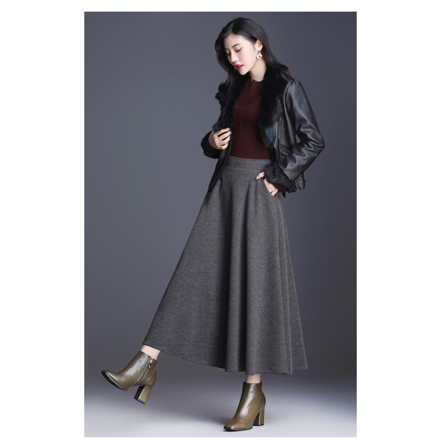 スカート ロングスカート レディース フレア Aライン 秋冬