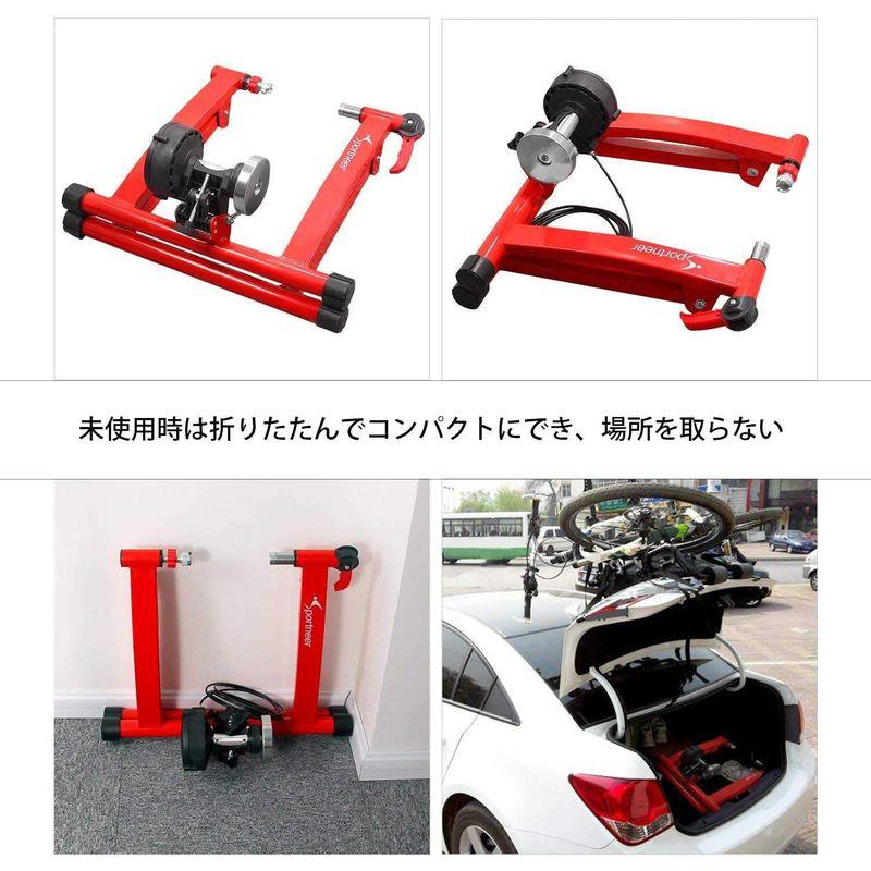 Sportneer 自転車ローラー台 固定ローラー 自転車トレーニング 固定式 6段階負荷調整 マグネット式 26?28インチに対応 サイク｜one-stop｜02