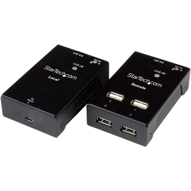 超目玉 期間限定 StarTech.com USBエクステンダー40mCat6/Cat5 LANケーブル使用4ポート USB 2.0ハブ付電源アダプター付属T