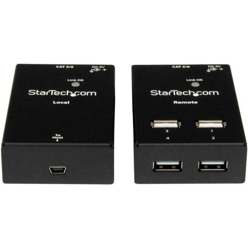 超目玉 期間限定 StarTech.com USBエクステンダー40mCat6/Cat5 LANケーブル使用4ポート USB 2.0ハブ付電源アダプター付属T